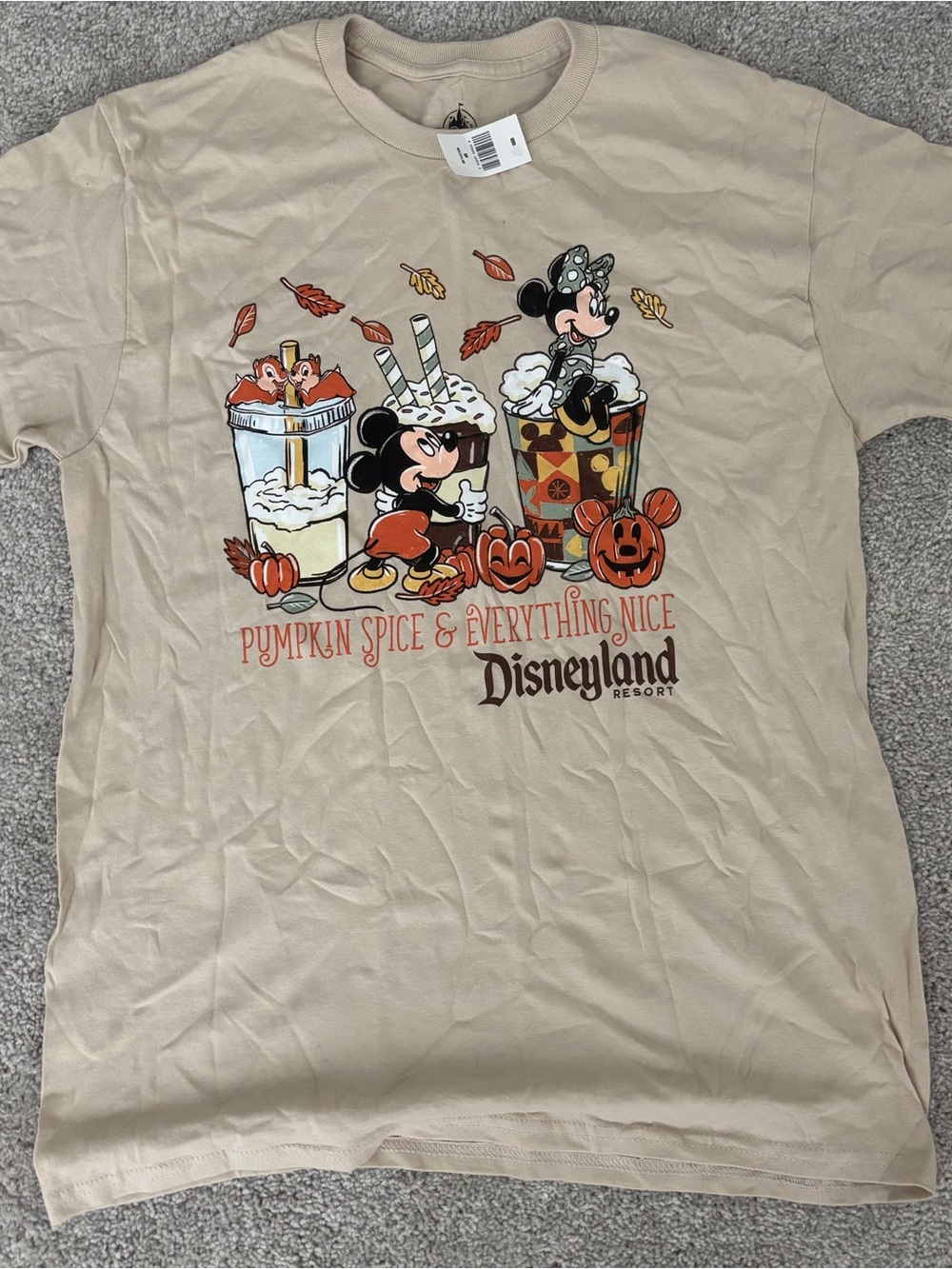Disneyland Pumpkin Spice Graphic Tee - Beige Short Sleeve